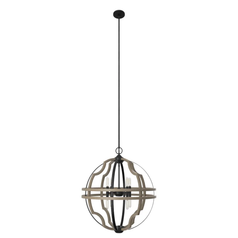 Hunter Stone Creek 8 Light 25 Inch Pendant - French Oak/Rustic Iron