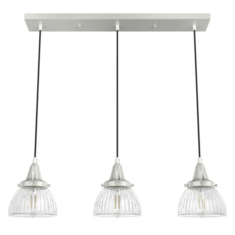 Hunter Cypress Grove 3 Light Linear Chandelier in Brushed Nickel