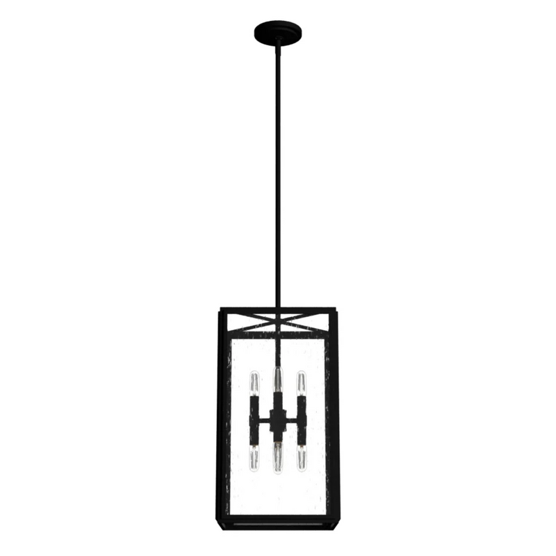 Hunter Felippe 8 Light Pendant in Natural Iron with Clear Seeded Glass