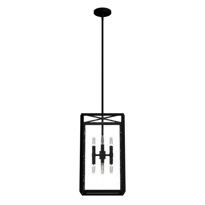 Hunter Felippe 8 Light Pendant in Natural Iron with Clear Seeded Glass