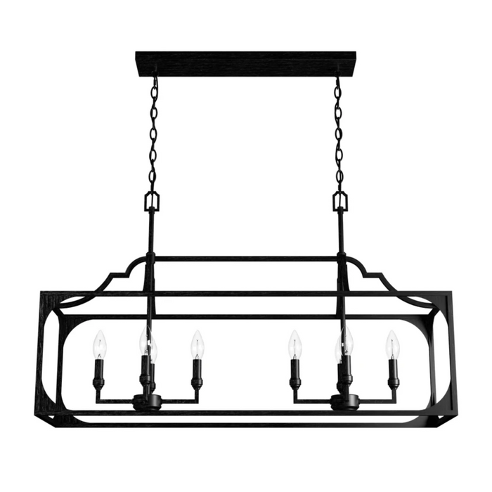 Hunter Highland Hill 8 Light Linear Chandelier in Rustic Iron