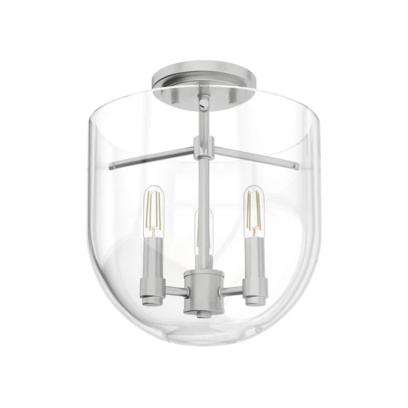 Hunter Sacha 3 Light Semi-Flush Mount in Brushed Nickel