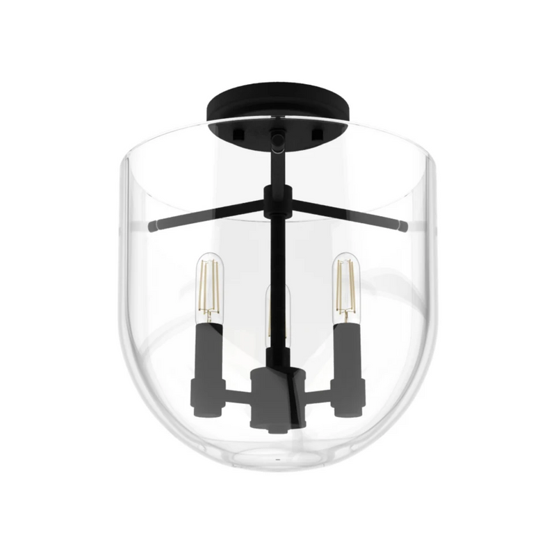 Hunter Sacha 3 Light Semi-Flush Mount in Natural Iron