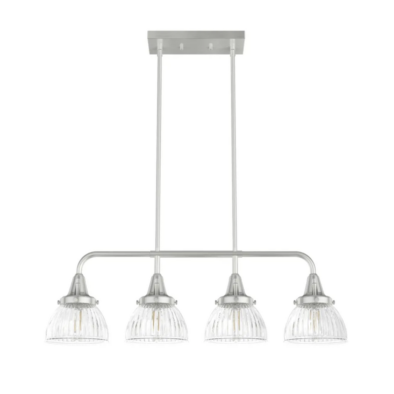 Hunter Cypress Grove 4 Light Linear Chandelier in Brushed Nickel
