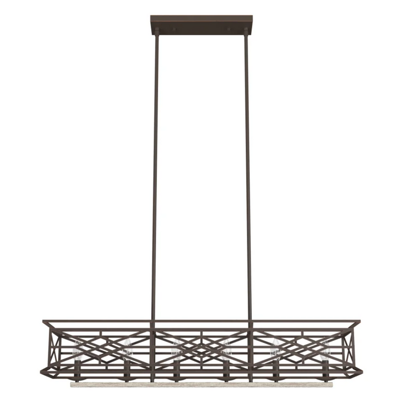 Hunter Langwood 6 Light Linear Chandelier in Onyx Bengal