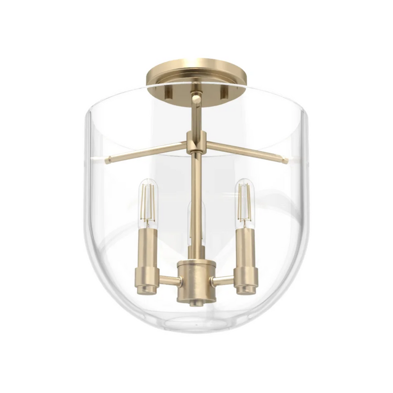 Hunter Sacha 3 Light Semi-Flush Mount in Alturas Gold