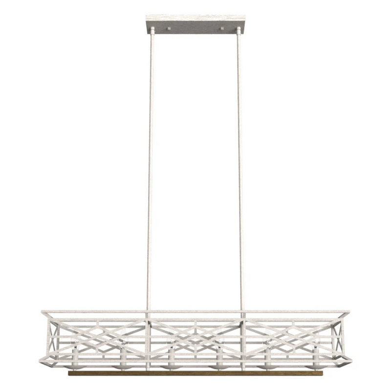 Hunter Langwood 6 Light Linear Chandelier in Distressed White
