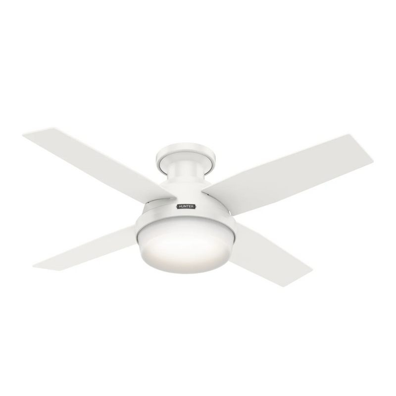 Hunter 44-Inch Dempsey Light Fresh White Low Profile Ceiling Fan