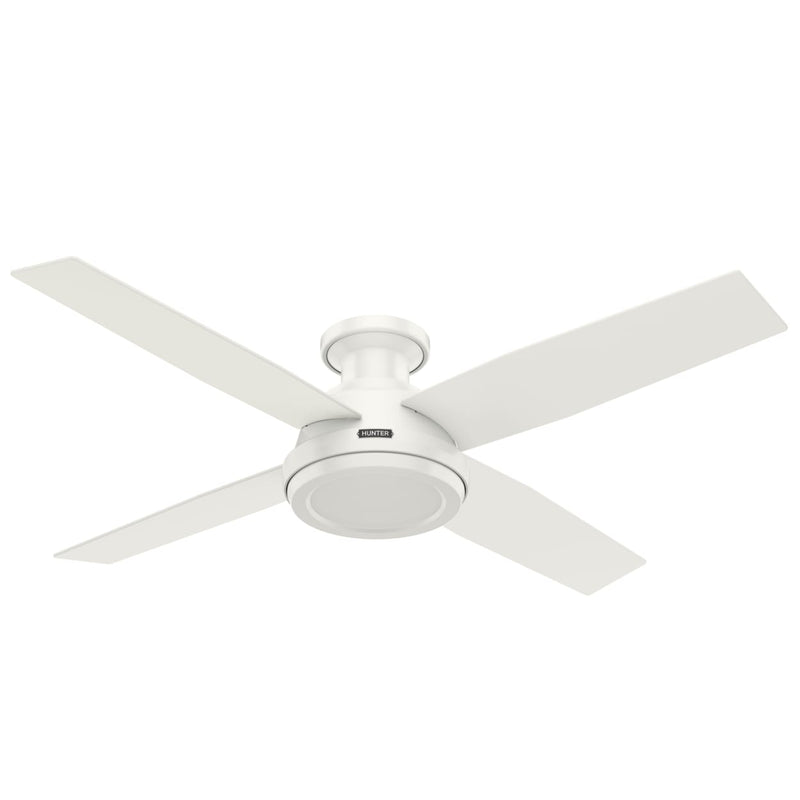 Hunter 52-Inch Dempsey Fresh White Low Profile No Light Ceiling Fan