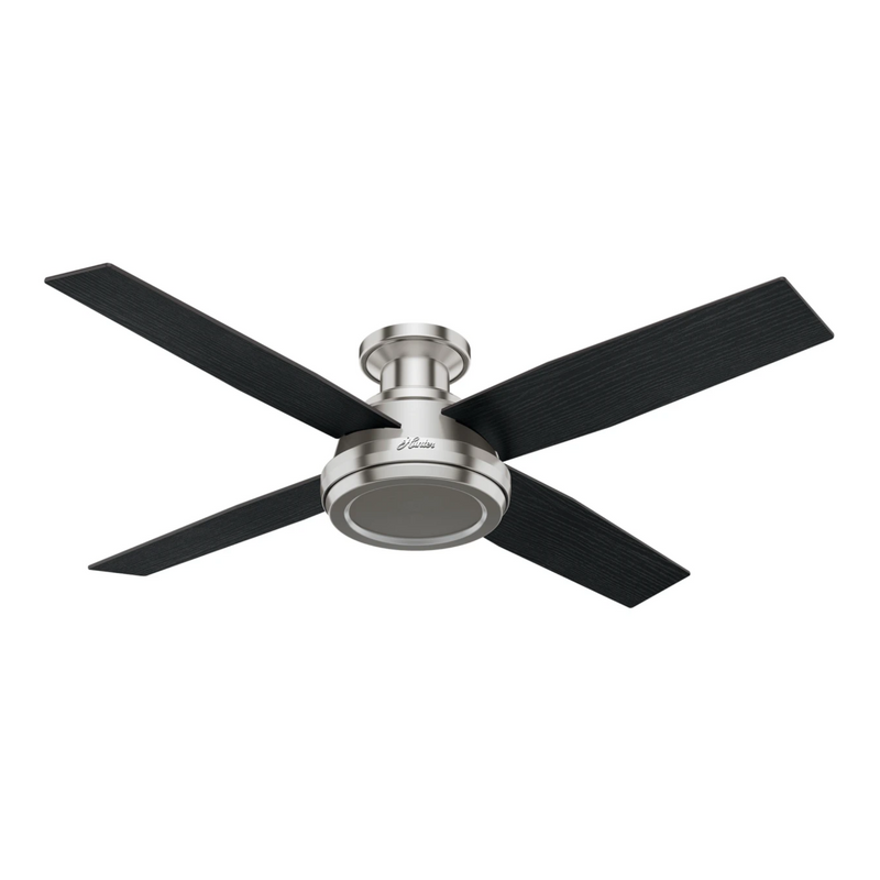 Hunter 52-Inch Dempsey Brushed Nickel Low Profile No Light Ceiling Fan