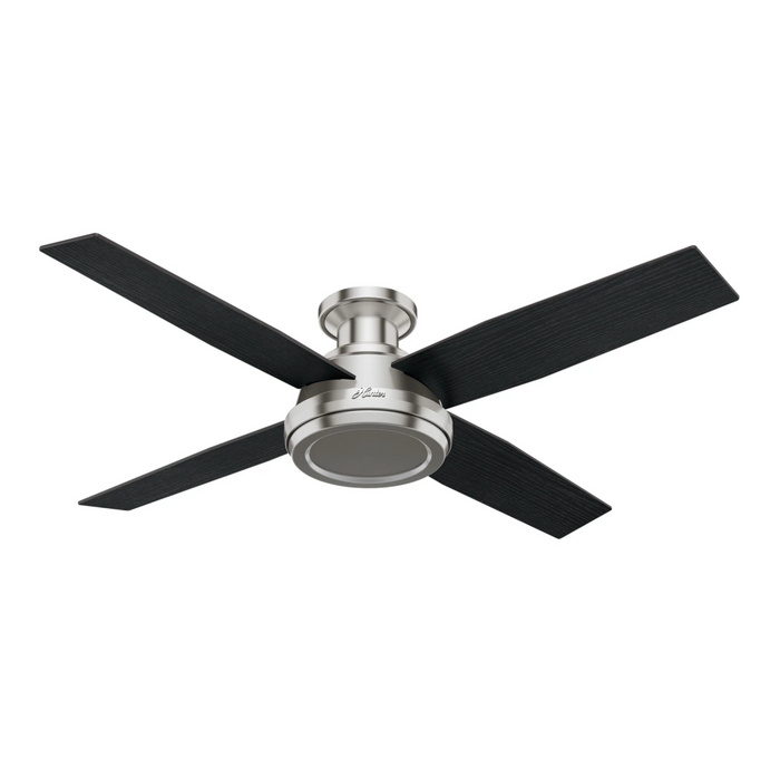 Hunter 52-Inch Dempsey Brushed Nickel Low Profile No Light Ceiling Fan