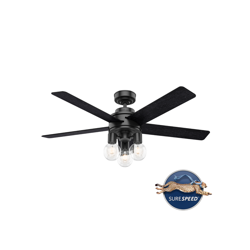 Hunter Hardwick 52-inch Matte Black Ceiling Fan with LED Lights