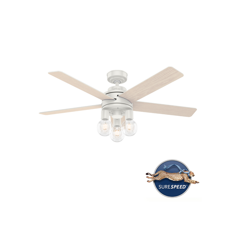 Hunter Hardwick 52-inch Fresh White Ceiling Fan with LED Lights