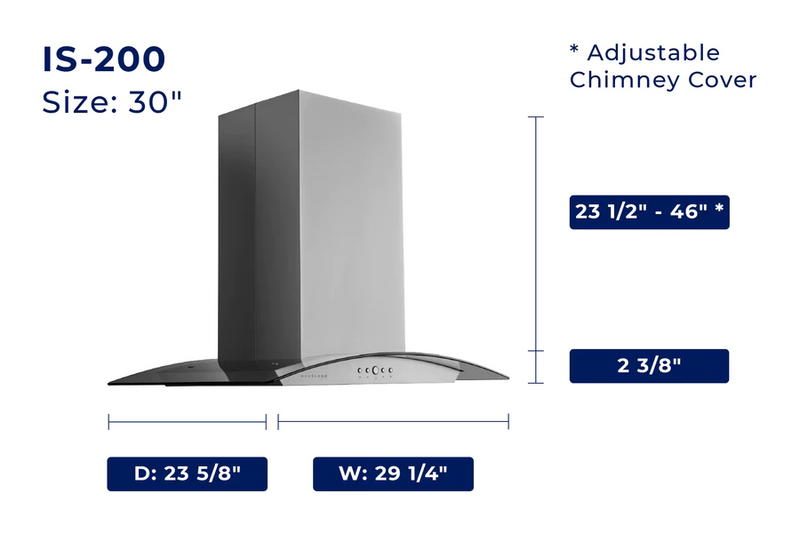 Hauslane Chef Series IS-200 1000 CFM Convertible Stainless Steel Island Range Hood
