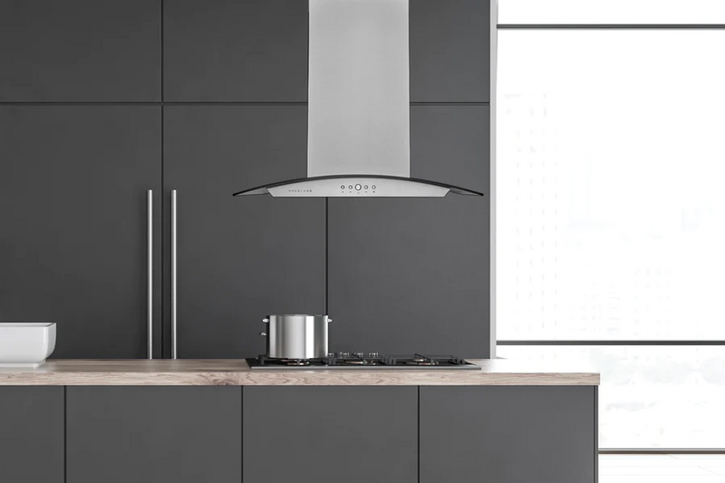 Hauslane Chef Series IS-200 1000 CFM Convertible Stainless Steel Island Range Hood