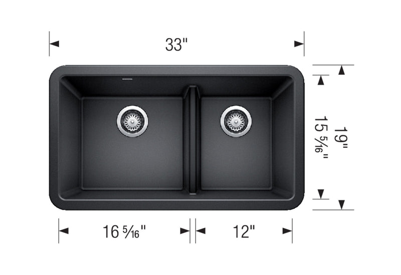 Blanco IKON 33 1¾ Apron Low Divide SILGRANIT Kitchen Sink