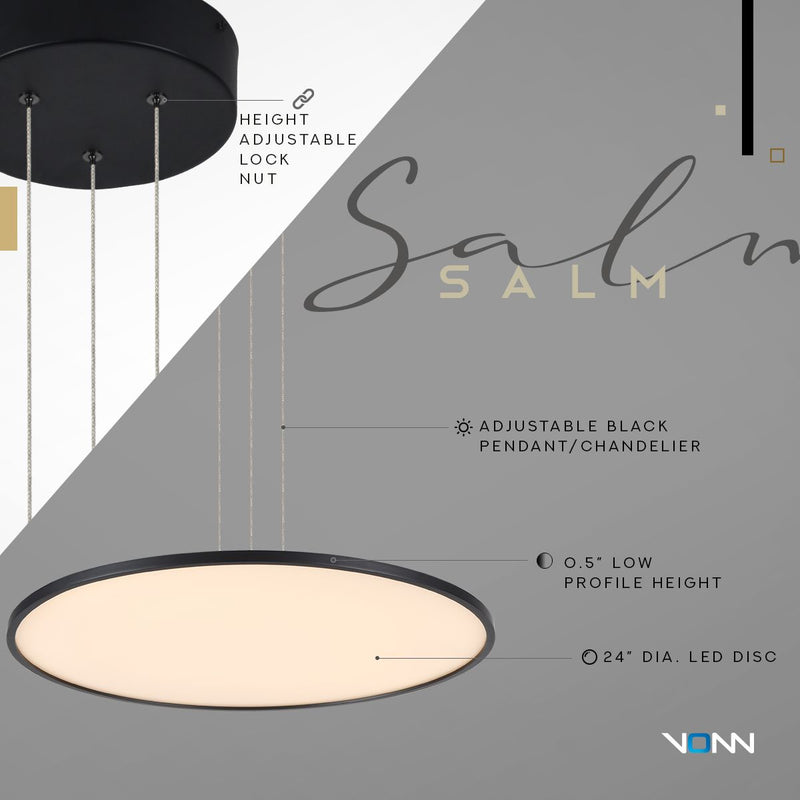 VONN Salm 24" VMC31840BL Disc LED Chandelier in Black