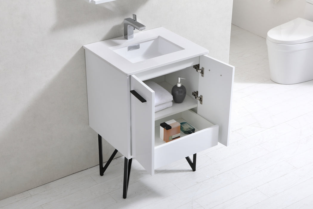 KubeBath Bosco 24" Modern Bathroom Vanity w/ Quartz Countertop