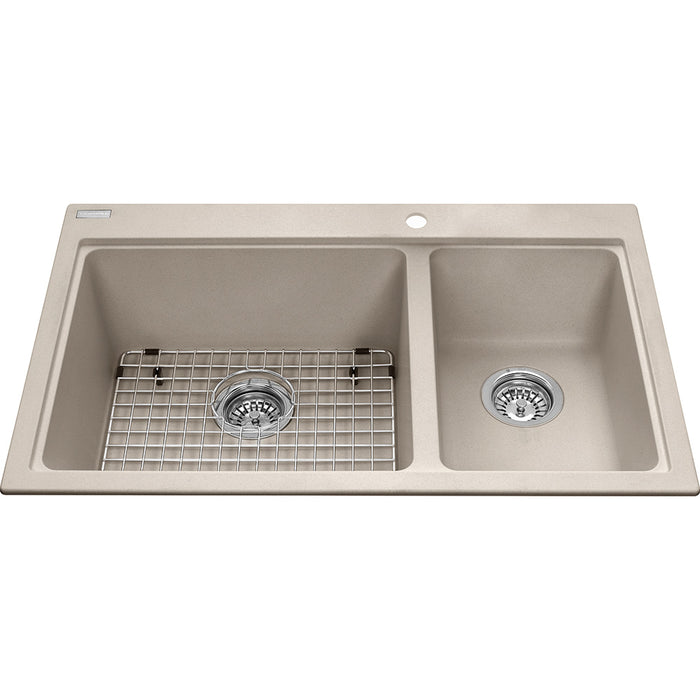 Kindred Granite Collection 32" Drop In Double Bowl Granite Kitchen Sink in Champagne KGDC2031R-8CHN