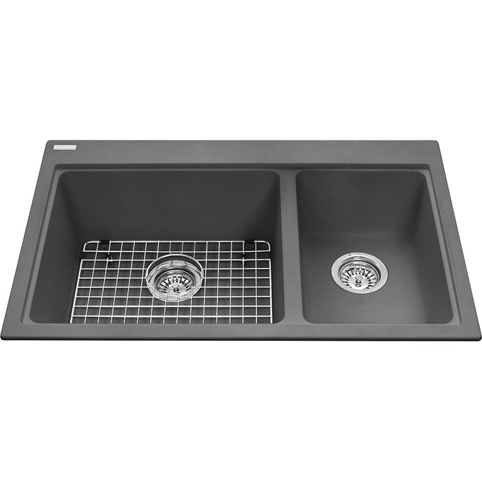 Kindred Granite Collection 32" Drop In Double Bowl Granite Kitchen Sink in Stone Grey KGDC2031R-8SGN