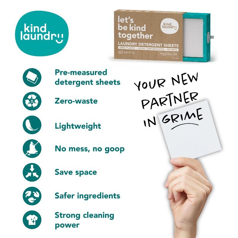 Kind Laundry Eco-Friendly Laundry Detergent Sheets 60 sheets, Ocean Breeze