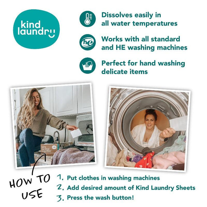 Kind Laundry Eco-Friendly Laundry Detergent Sheets 60 sheets, Fragrance Free