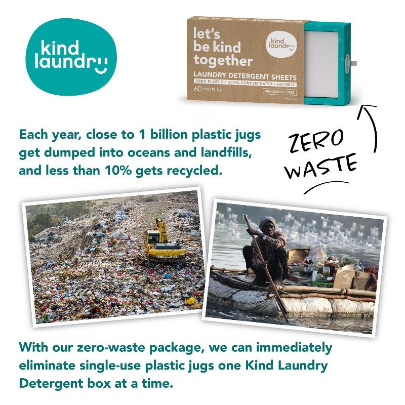 Kind Laundry Eco-Friendly Laundry Detergent Sheets 60 sheets, Fragrance Free