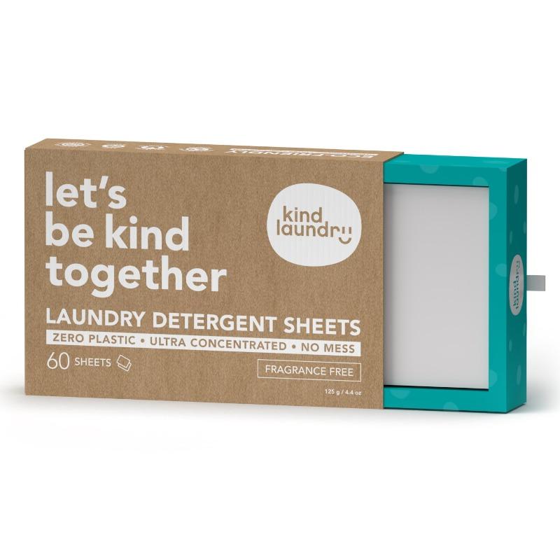 Kind Laundry Eco-Friendly Laundry Detergent Sheets 60 sheets, Fragrance Free