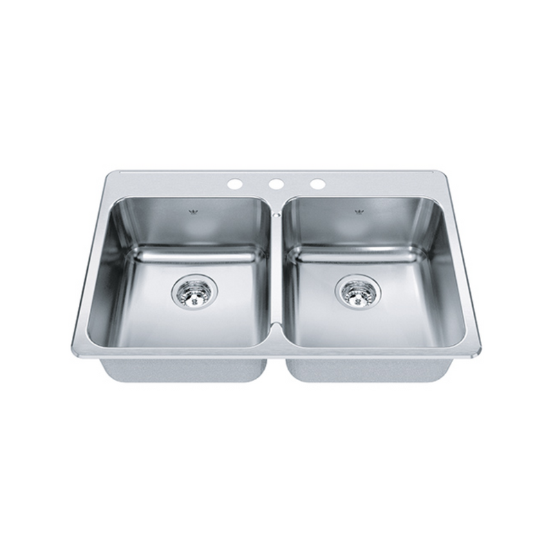 Kindred Steel Queen  34" Double Bowl Stainless Steel Kitchen Sink QDLA2233-8-3N