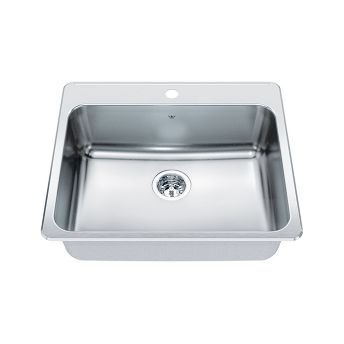 Kindred Steel Queen 26" Drop In 1-Hole Single Bowl Stainless Steel Kitchen Sink QSLA2225-8-1N