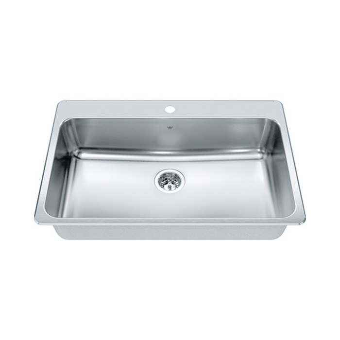 Kindred Steel Queen 34" Drop In 1-Hole Single Bowl Stainless Steel Kitchen Sink QSLA2233-8-1N