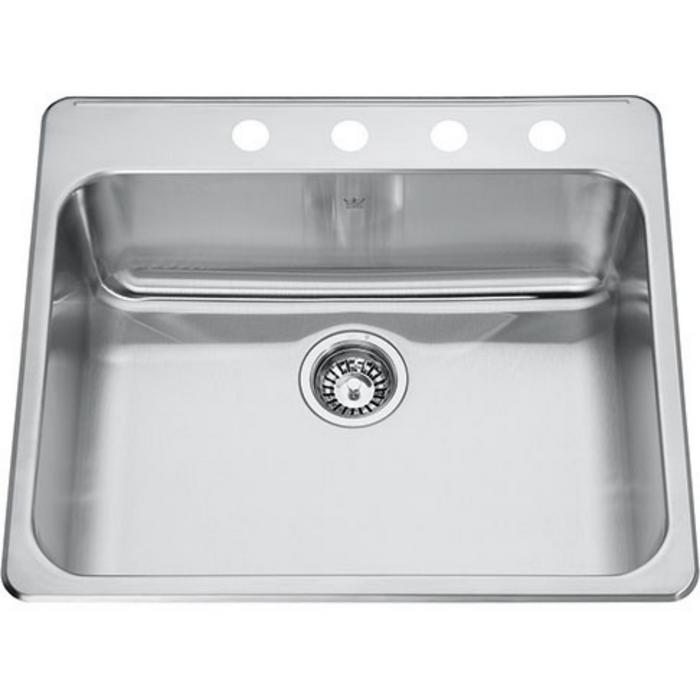Kindred Steel Queen Collection 26" Drop In 4-Hole Single Bowl Stainless Steel Kitchen Sink