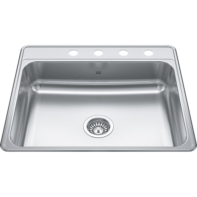 Kindred Creemore Collection 25" Drop In 4-Hole Single Bowl Stainless Steel Kitchen Sink CSLA2522-7-4N