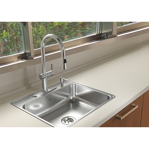 Kindred Creemore Collection 25" Drop In 4-Hole Single Bowl Stainless Steel Kitchen Sink CSLA2522-7-4N