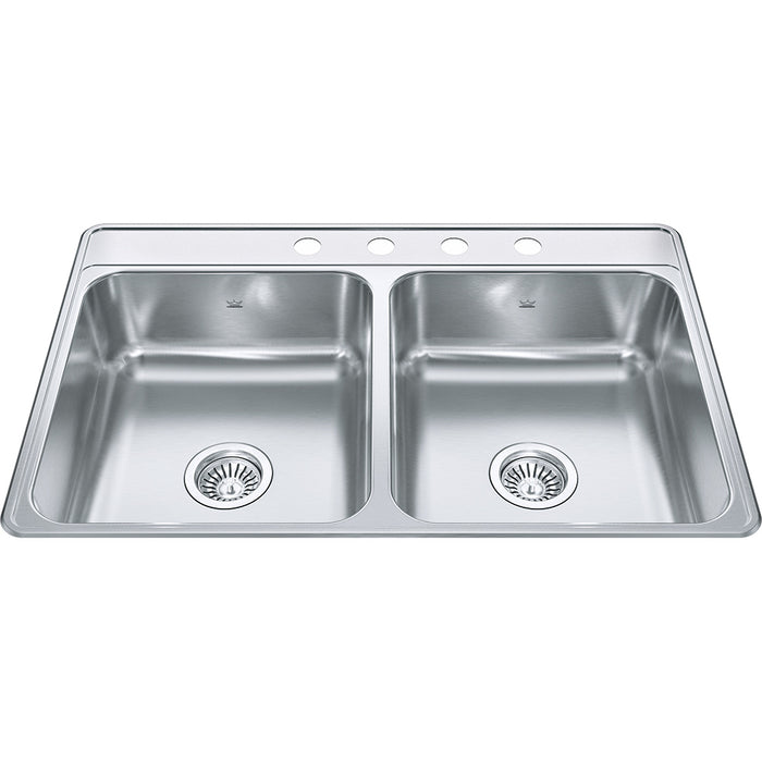 Kindred Creemore 33" Drop In 4-Hole Double Bowl Stainless Steel Kitchen Sink CDLA3322-7-4