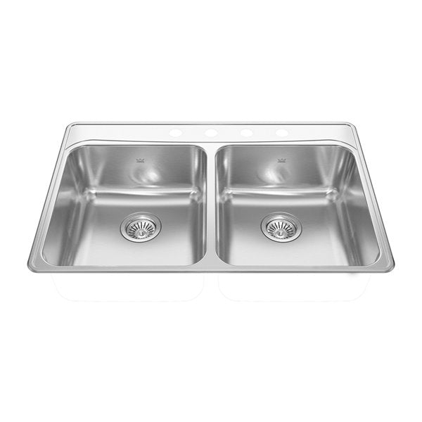 Kindred Creemore Collection Top Mount Double Bowl Stainless Steel Sink FCDLA3322-8-4CB