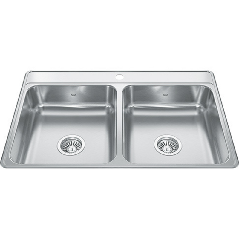 Kindred Creemore Collection 33" Drop In 1-Hole Double Bowl Stainless Steel Kitchen Sink