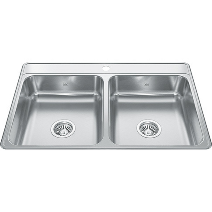 Kindred Creemore Collection 33" Drop In 1-Hole Double Bowl Stainless Steel Kitchen Sink