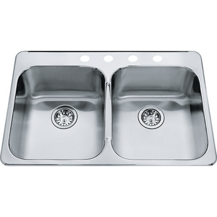 Kindred Steel Queen Collection 32" Drop In 4-Hole Double Bowl Stainless Steel Kitchen Sink