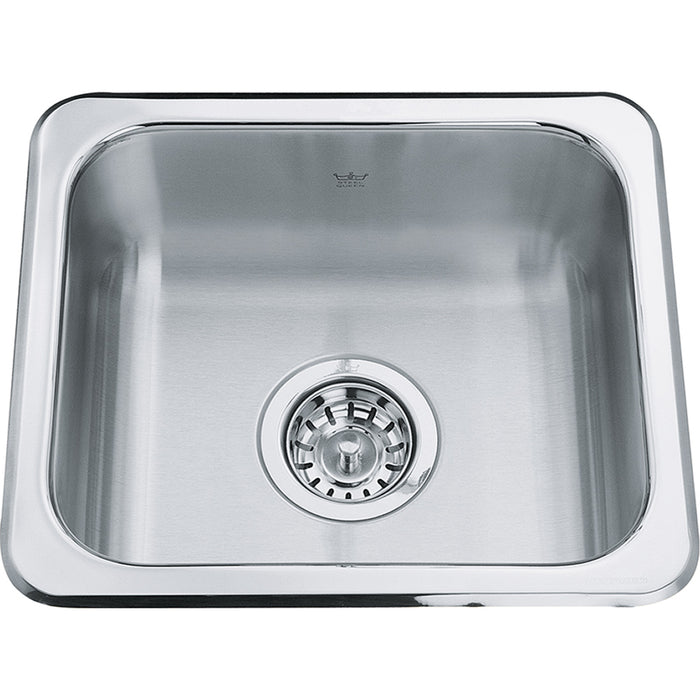 Kindred Steel Queen Collection Bar Top Mount Single Bowl Stainless Steel Sink QS1315-6N