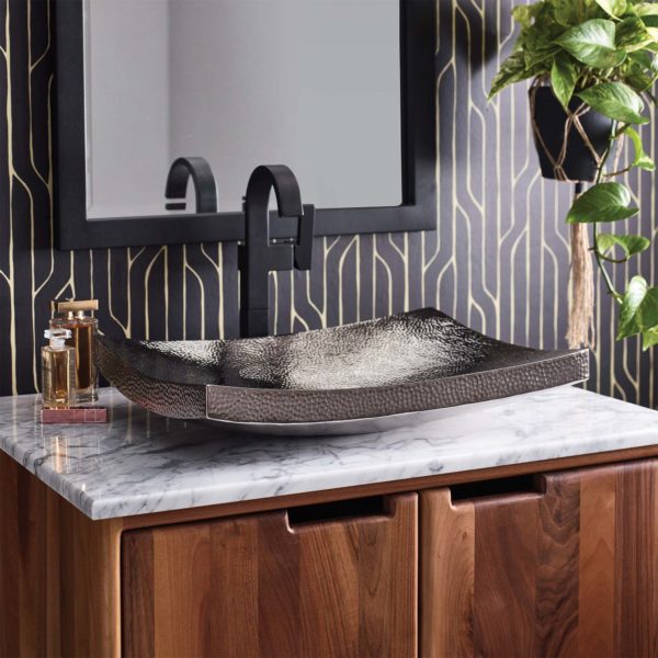 Native Trails Kohani 20" Hand-Hammered Curved Copper Vessel Bathroom Sink