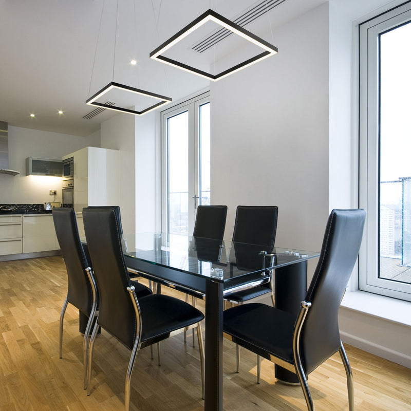 VONN Atria 20" VMC31620BL Modern Square LED Chandelier with Adjustable Suspension in Black