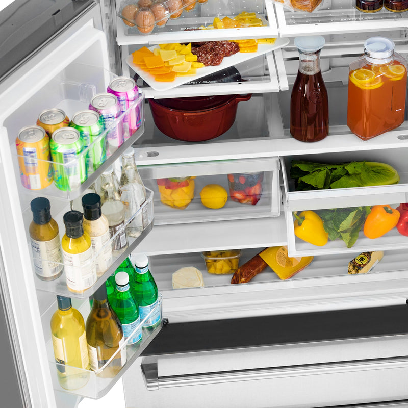 ZLINE 36" 22.5 cu. ft French Door Refrigerator with Ice Maker -  Stainless Steel (RFM-36)