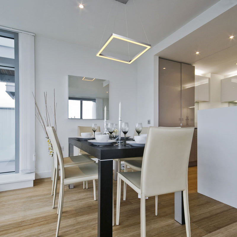 VONN Atria 20" VMC31620AL Modern Square LED Chandelier with Adjustable Suspension in Silver
