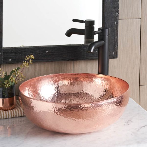 Native Trails Maestro Round Hammered Copper Vessel Bathroom Sink