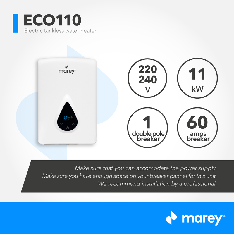 Marey ECO110 Self-Modulating Point of Use Tankless Electric Water Heater