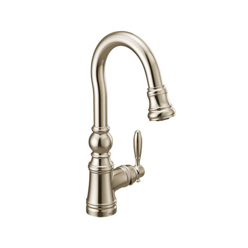 Moen Weymouth Polished Nickel One-Handle Pull-Down Bar Faucet