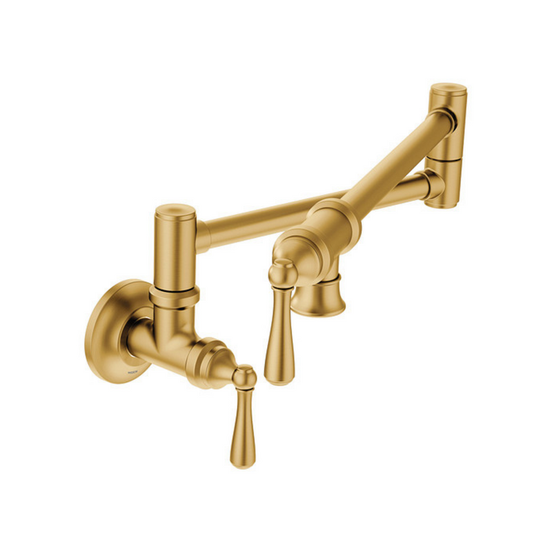 Moen Traditional Pot Filler Brushed Gold Two-Handle Kitchen Faucet