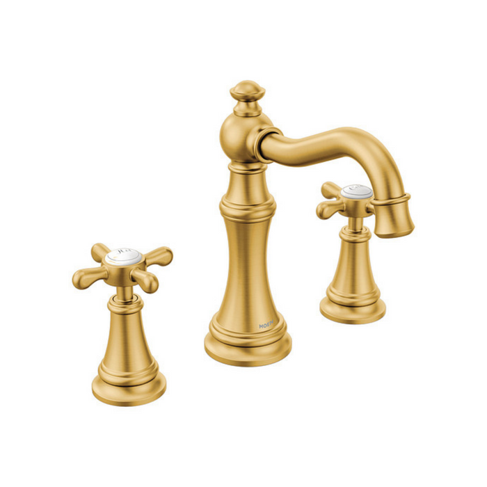 Moen Weymouth Brushed Gold Two-Handle High Arc Bathroom Faucet