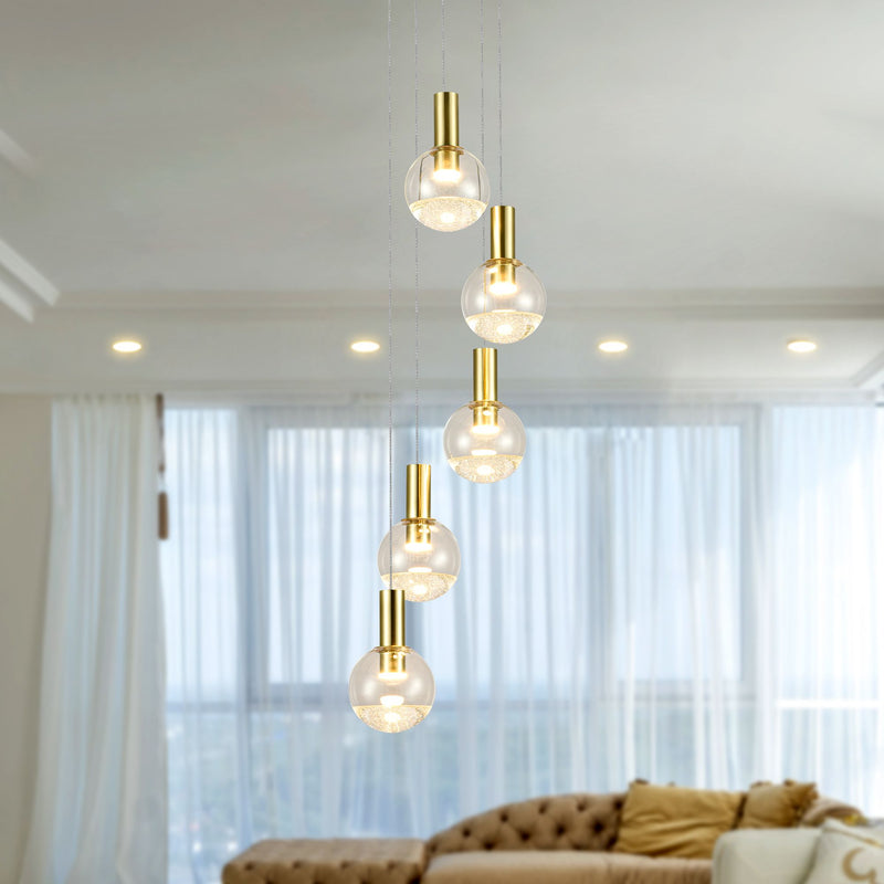 VONN Sienna 5-Light VAC3185BRS Integrated LED Chandelier with Globe Shades - Brass